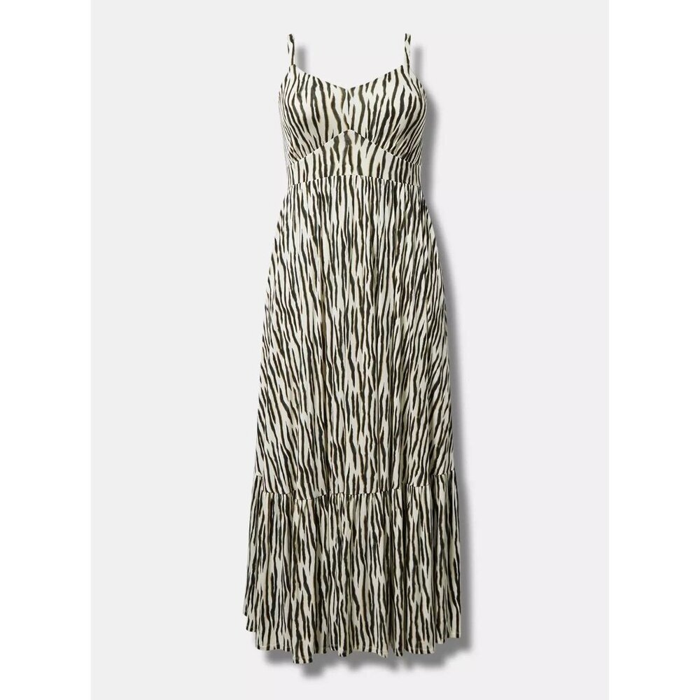 Torrid Maxi Dress Tiered Zebra Print Stretchy Medium 10 New Strappy
